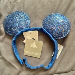 Disney Blue Glitter Mickey Ears Adjustable Fit Headband
